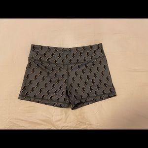 Athletic shorts with lightning bolt pattern